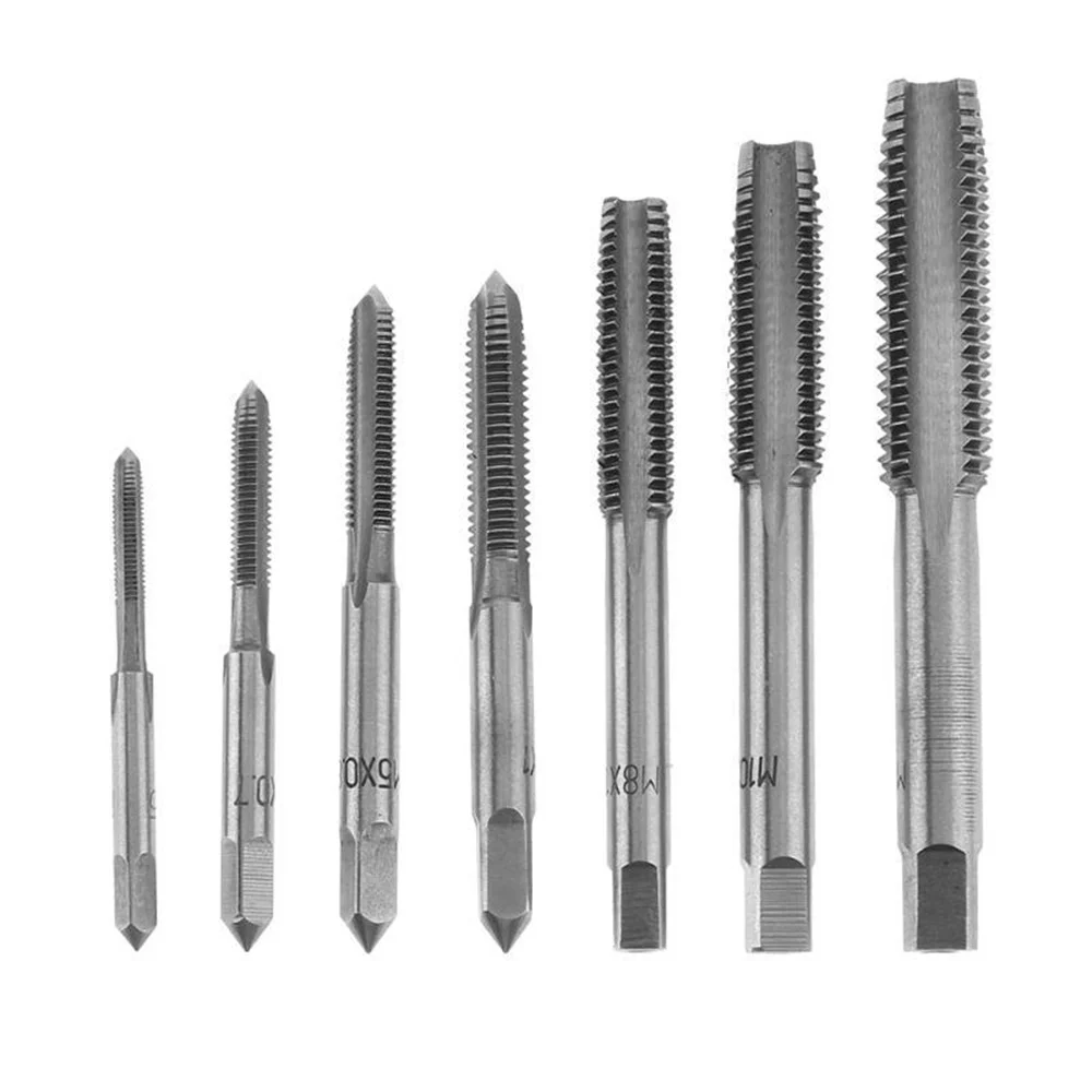 7PCS Metric Tap Set Tap Drill Bit Hand Tool Set M3-M12 Machine Spiral Point Thread Tap and Die Set Metal Wood