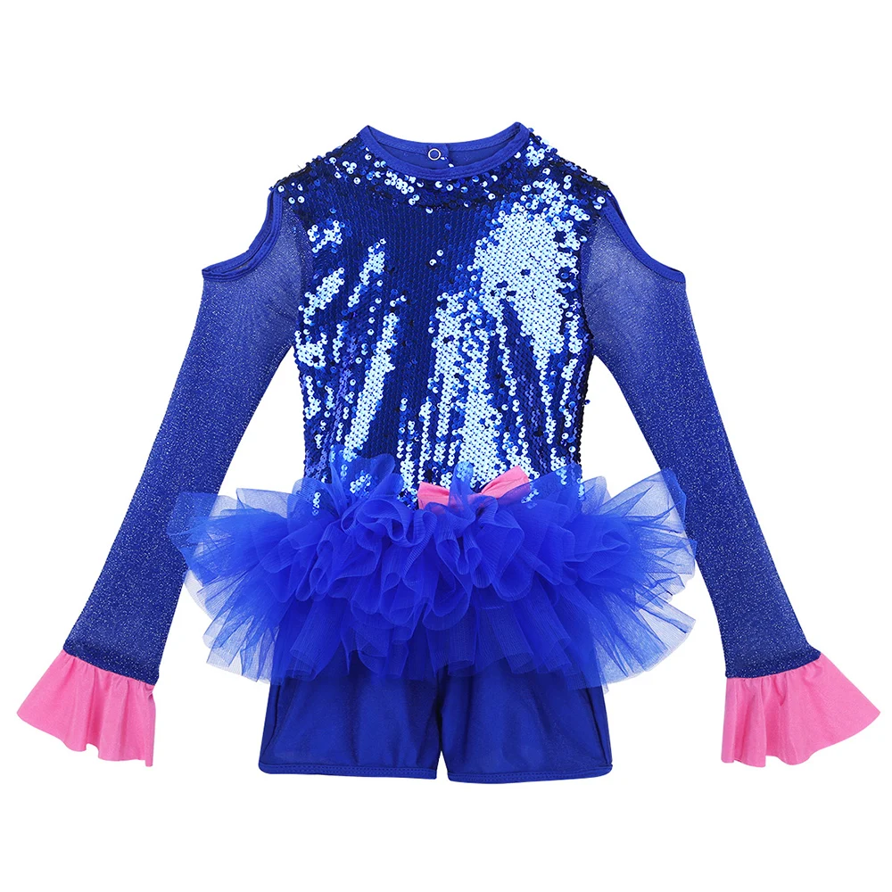 Pailletten Dans Kostuum Kinderen Meisjes Halter Latin Jazz Kleding Veer Ballet Dance Shorts Turnpakje Jumpsuit Prestaties Dancwear