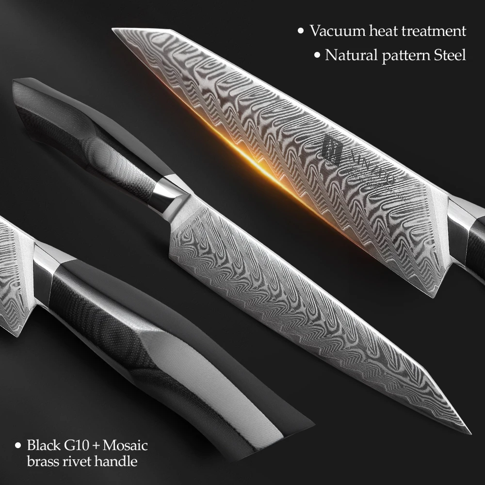 XINZUO 6PCS Knives Sets Damascus Steel Natural Pattern Chef Knife Sharp Cleaver Slicing Utility Knives Tool Kitchen Accessories