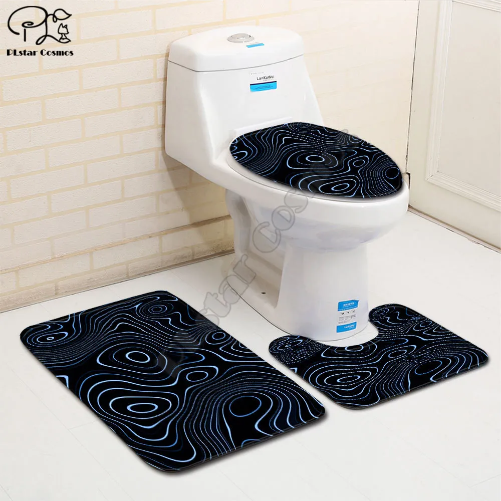 Rainbow vortex pattern Cartoon funny 3D printed Bathroom Pedestal Rug Lid Toilet Cover Bath Mat Set drop shipping