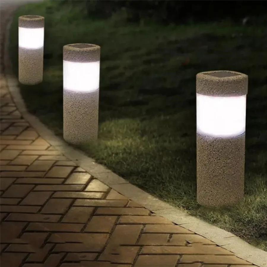 

Solar Lawn Light Solar Power Stone Pillar LED Lights Outdoor Garden Pathway Lamp Waterproof Patio Courtyard Landscape Lamps