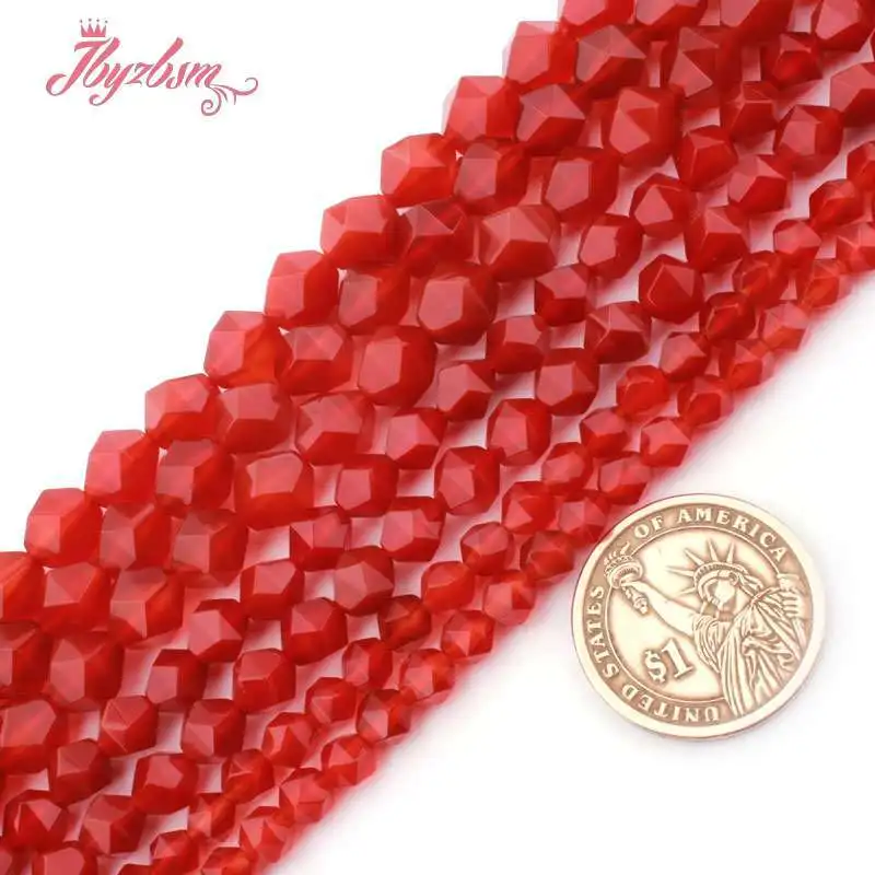 

High Quality Natural Agate Faceted Red Loose stone Beads For DIY Necklace Bracelet Earring Jewelry Making Strand 15" 6/8/10mm