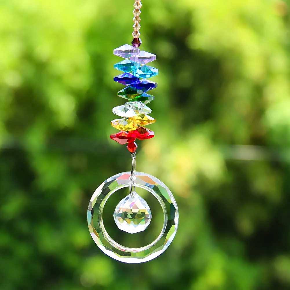 Prisma de cristal de Chakra, cuentas de bolas de guirnalda de cristales de arcoíris DIY, piezas de candelabro, colgantes, decoración de jardín y boda