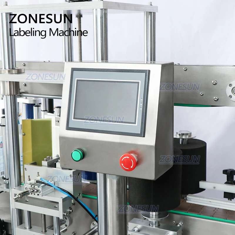 ZONESUN ZS-TB300Z Dual Use Automatic Sticker Labeling Machine Square Round Drink Detergents Bottle Double Sides Label Applicator