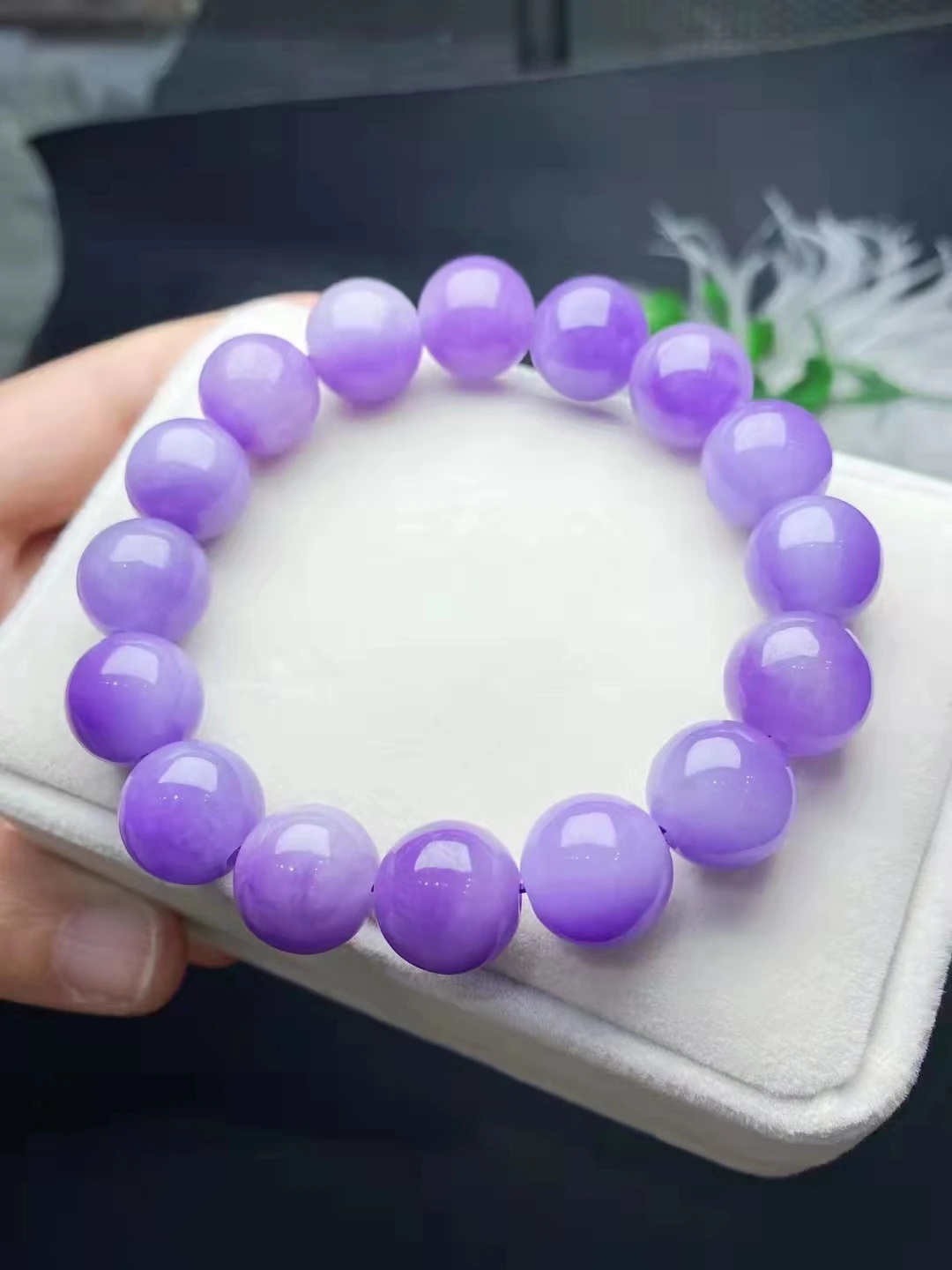 Natural violet jade A beads bracelet bangle 13mm 16 beads jadite jade beads bracelets men jade jewelry jade gift high quality