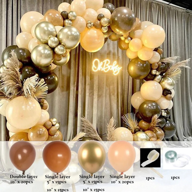 

Birthday Party 102Pcs Balloon Wreath Adult Birthday Wedding Arches Decoration Golden Latex Ballons For Balloon Circle Bow Stand