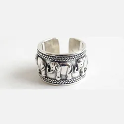 XIYANIKE Silver Color Open Rings for Women Couples Vintage Cute Elephant Animal Handmade Jewelry Party Accessories Gifts