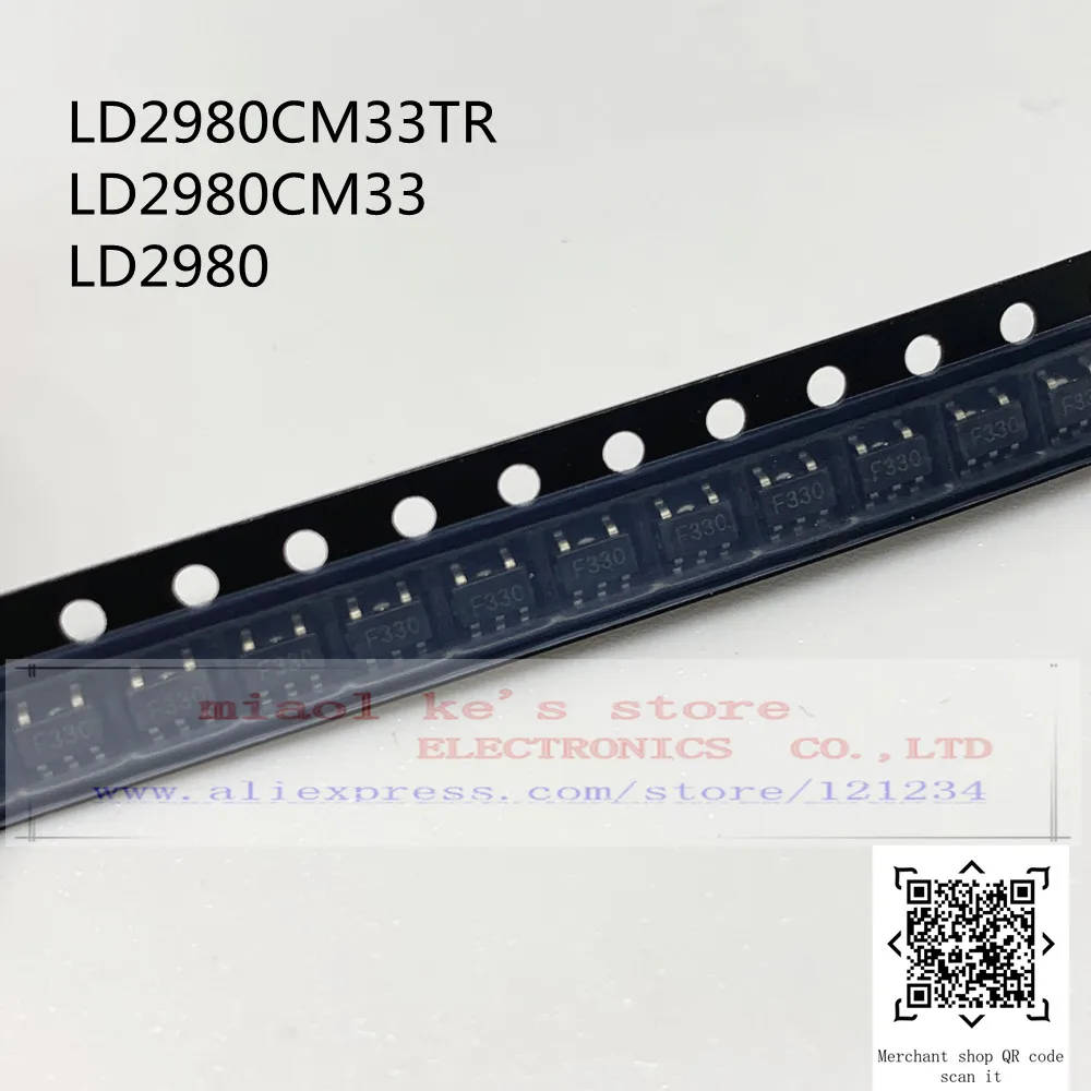 [10pcs]100%New original: LD2980CM33TR LD2980CM33 LD2980 - IC REG LINEAR 3.3V 50MA SOT23-5/SC-74A/SOT-753