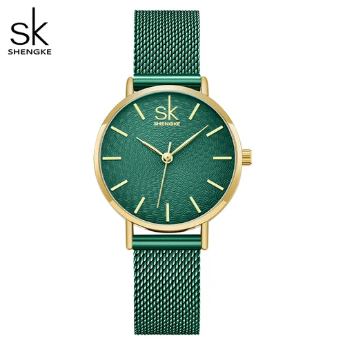 Imagen 2 del producto Relojes SK de acero inoxidable de malla plateada superfino, reloj informal de lujo de marca superior para mujer, reloj de pulsera para mujer, reloj femenino