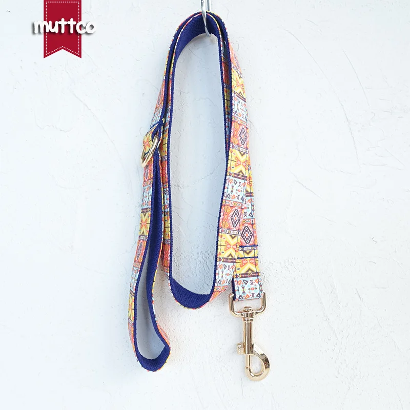 MUTTCO retailing handmade time-proof dog collar THE BLUE BOHEMIAN creative ethnic style dog leashes 5 sizes UDC054J