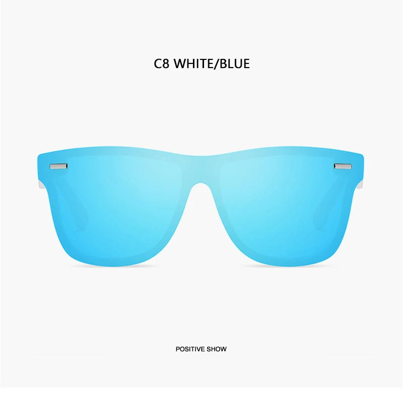 Luxus Quadratische Polarisierte Sonnenbrille Männer Frauen Mode einteilige Sonnenbrille Unisex Vintage Spiegel Blau Fahren Reisen Shades – Detail 18