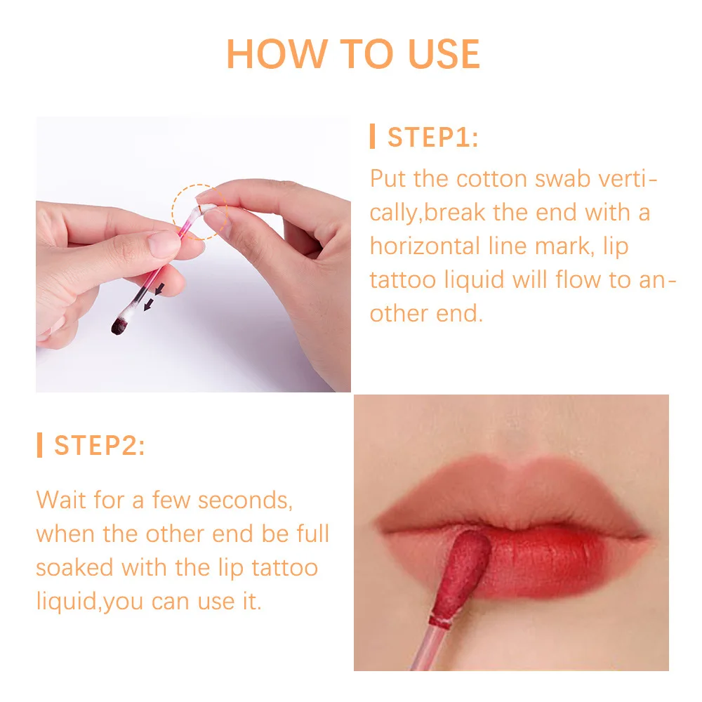 cigarette lip tint 20pcs Cigarette Cotton Swab Lipstick Tattoo Lipstick Non-Stick Long-Lasting  Waterproof and Kiss-proof Lip Durable Lip Stain Set