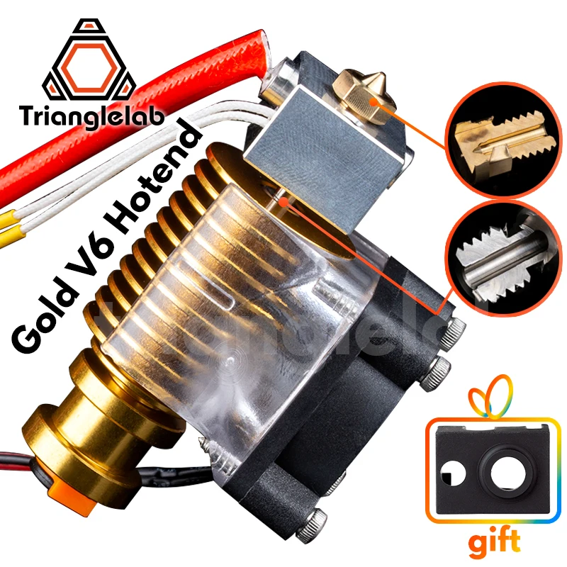 

C V6 Gold HeatSink V6 hotend 12V/24V Remote Bowen J-head and Cooling Fan Bracket For HOTEND for PT100 Extruder V6 Nozzle