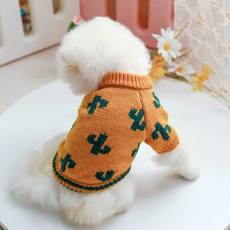 PETCIRCLE Dog Puppy Clothes Turmeric Cactus Sweater Pet Cat Fit Small Dog Spring and Autumn Pet Dog Costume Cloth Dog Sweater