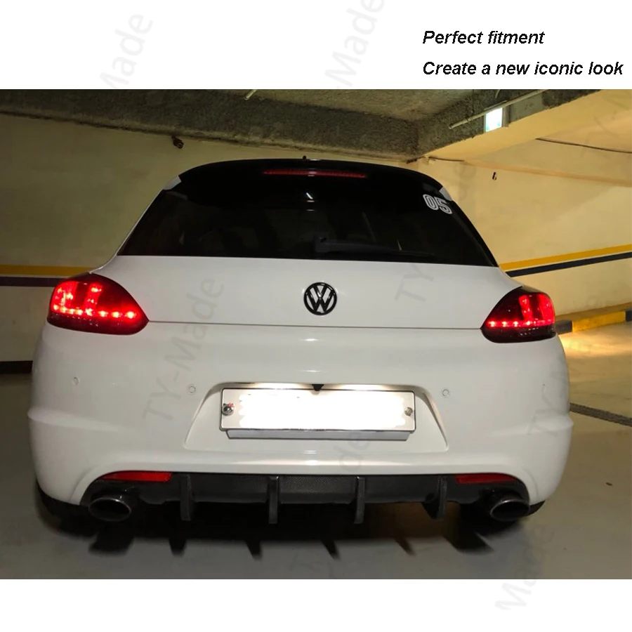 R20 Carbon Fiber Car Rear Bumper Diffuser Lip Spoiler Dual Exhaust One Outle for Volkswagen VW Scirocco R R20 Bumper 2009 - 2013