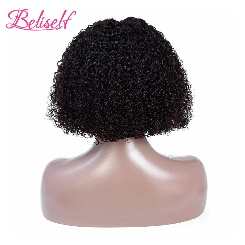 Perruque Bob Lace Closure Wig naturelle bouclée, cheveux courts, 4x4, 8-14 pouces, pre-plucked, densité 180