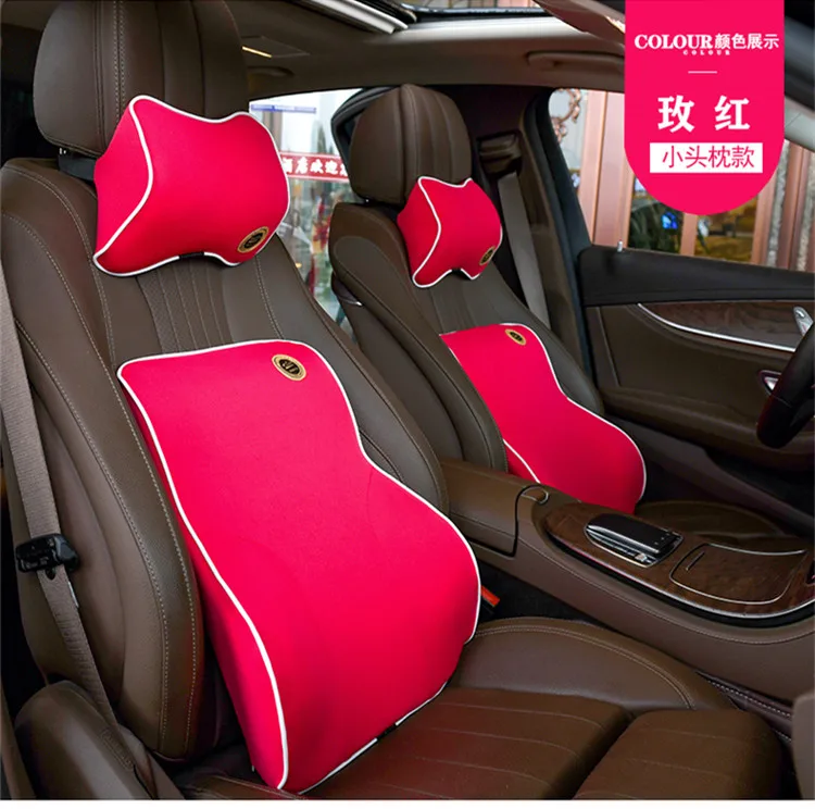 Car Cushion Lumbar Pad Waist Support Headrest Memory Foam Support Cushion Neck Guard Car Seat Headrest Set