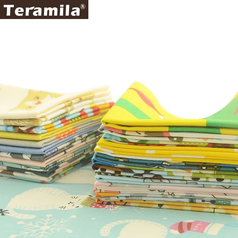 25x4 5 cm/sztuk Teramila 100% tkanina bawełniana wzór ze zwierzętami Telas Stoffen DIY Patchwork Algodon dzieci tkaniny Craft Tissus Fat Quarters