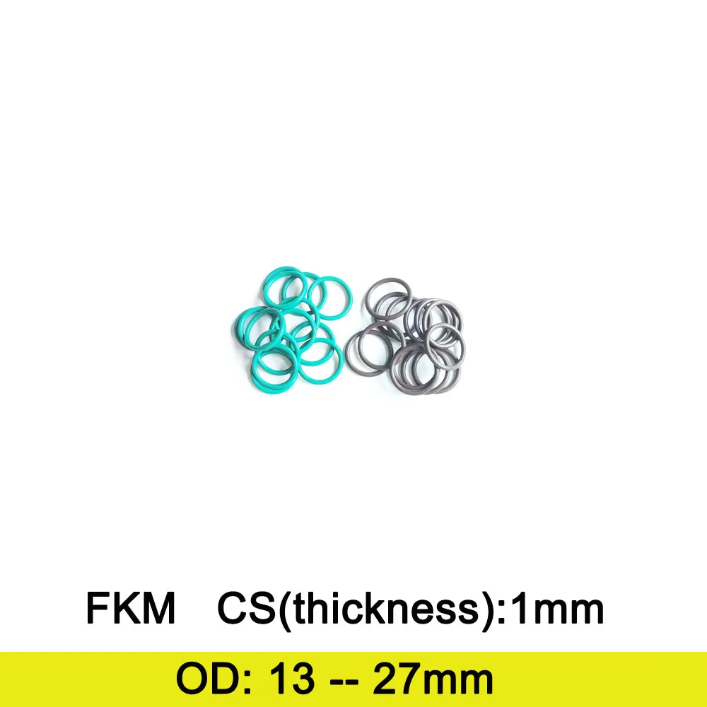 FKM Rubber O Ring Gasket C/S 1mm Thickness OD 13/14/15/16/17/18/19/20/21/22/23/24/25/26/27mm Fluolrine Seal Ring Washer For Oil