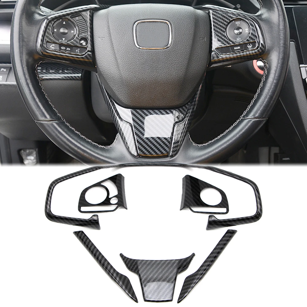 Steering Wheel Strip Cover Trim for Honda Civic 2016 2017 2018 2019 Carbon Fiber Style Interior Styling Decoration