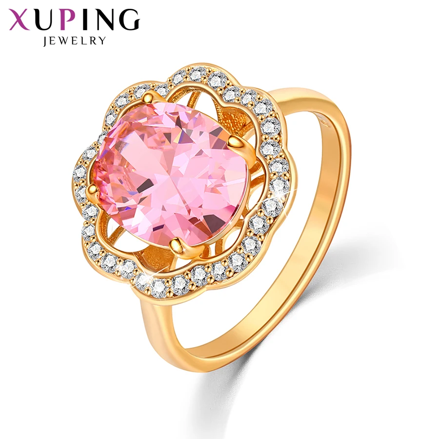 Xuping Jewelry Fashion Simple Multicolor Stone Promotion Gold Plated Charm Ring for Women Girl Rings  13147