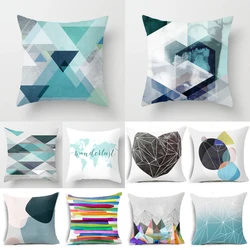 Blue Geometric Pillow Case 45*45CM Cushion Cover Polyester Cushions for Sofa/Car Throw Pillow Covers Home Decor Throw Pillows