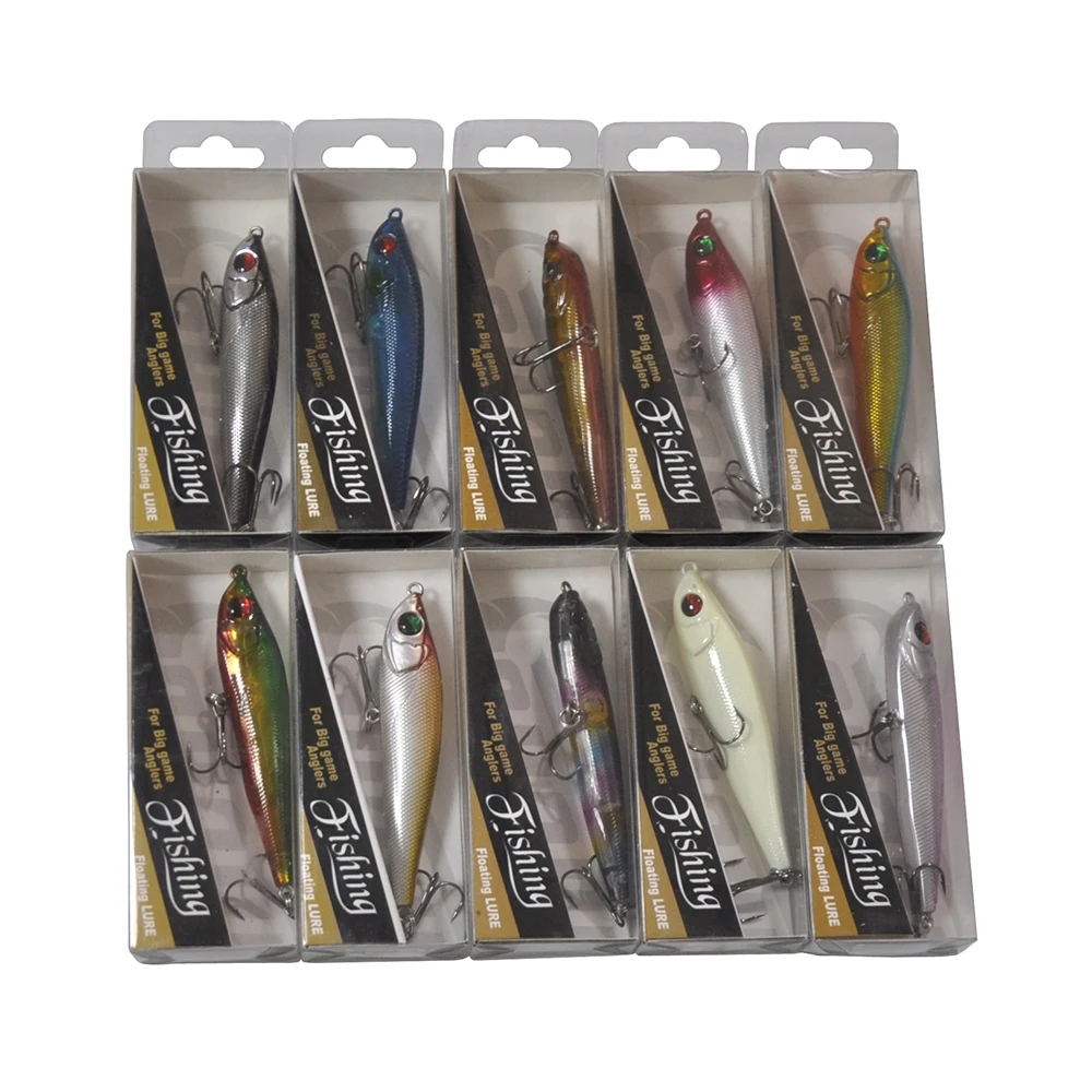 Mixed Lots of 50pcs 6.5cm 7cm 8cm 9cm 11cm Minnow Pencil Popper VIP Hard Fishing Lures Multi Colors