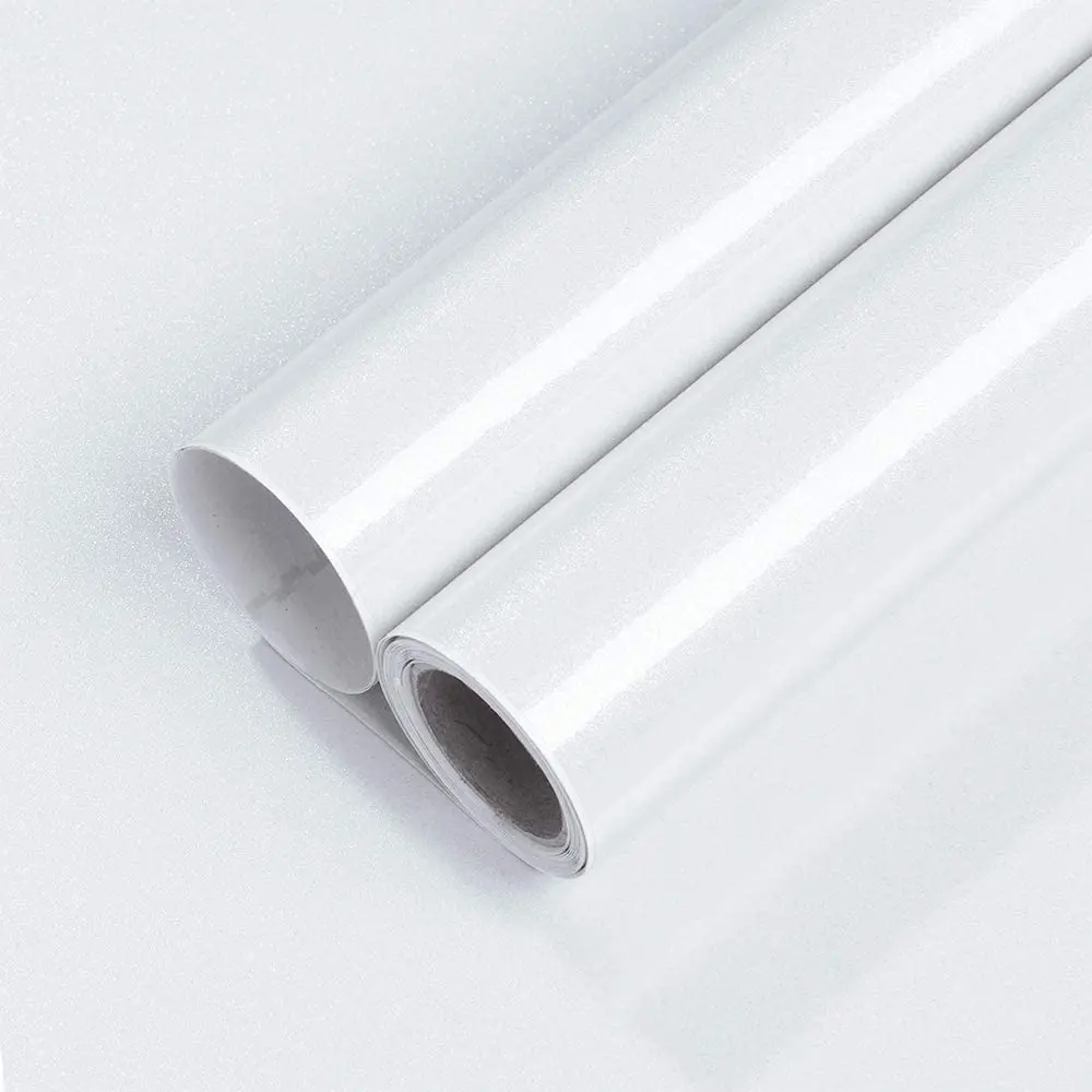 Glossy White Marble Contact Paper for Countertops Peel and Stick Waterproof Wallpaper Decor Kitchen Cabinets Self-Adhesive Paper