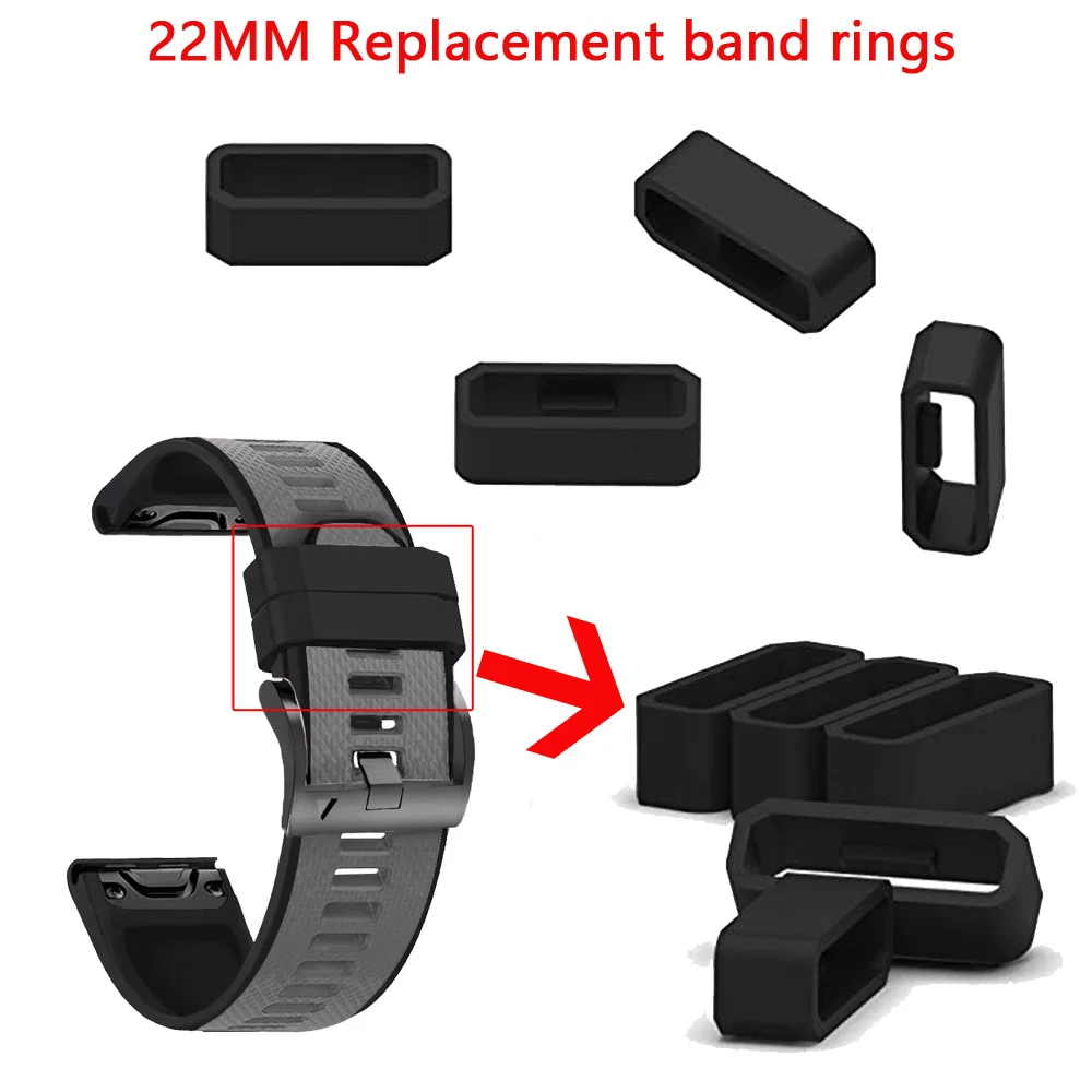 22MM Watch Strap Band Loop Rubber Replacement Security Holder Retainer Ring 5pcs For Garmin Fenix 6 6 Pro 5 5Plus Forerunner 945