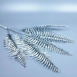 Artificial Gold Leaf Plastic Silver Flower Arrangement Material Wedding Fake Palm Branches DIY Christmas Home Decor Accessories