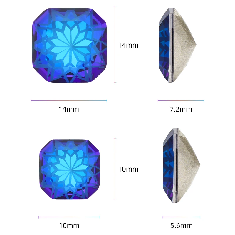 10/14mm Square Rhinestone Gemstone Flower Diy Crafts Accessory Crystals Stones Shiny Strass Decoration Super Glass Jewelry