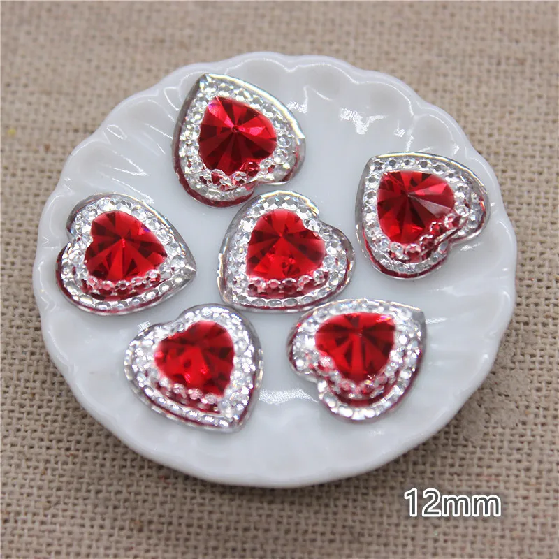 100pcs 12mm Shiny Resin Rhinestone Bicolor Heart Button Home Garden Crafts Cabochon Scrapbook DIY Accessories