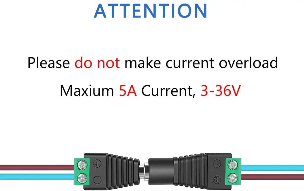 Male Female DC Connector Adapter 2.1mm x 5.5mm 3V-36V 5A Power Jack Wire Conenctor For LED Strip CCTV Camera DVR