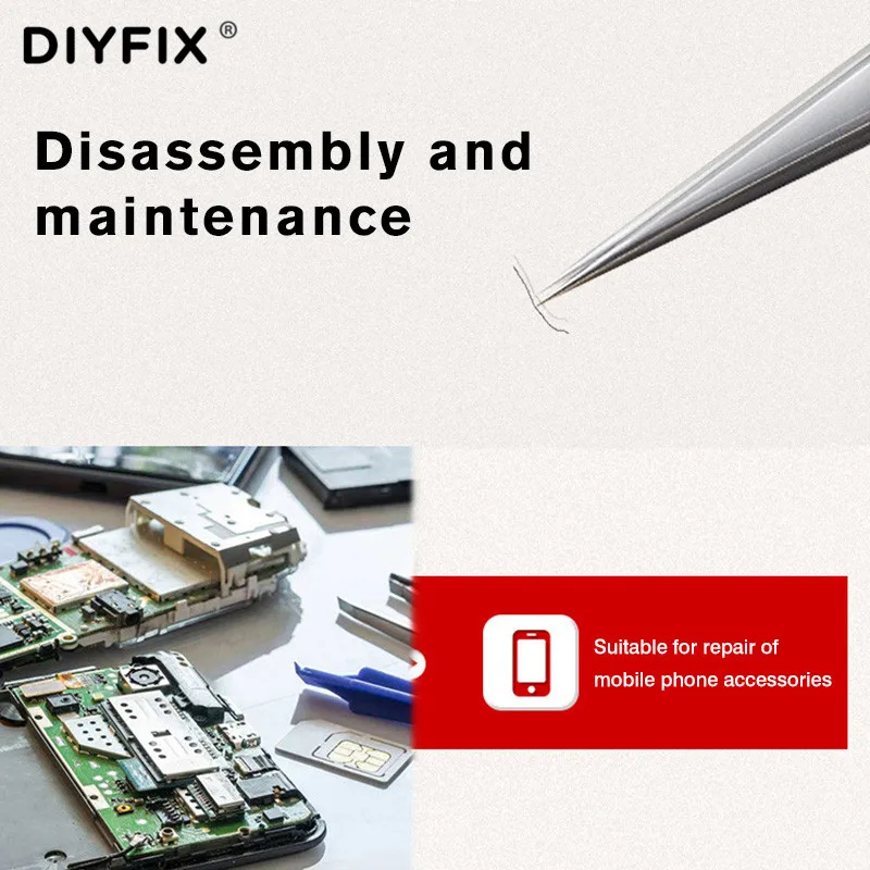DIYFIX-ملاقط من الفولاذ المقاوم للصدأ ، ملاقط مستقيمة ، للإصلاح الدقيق ، مجموعات الأدوات اليدوية