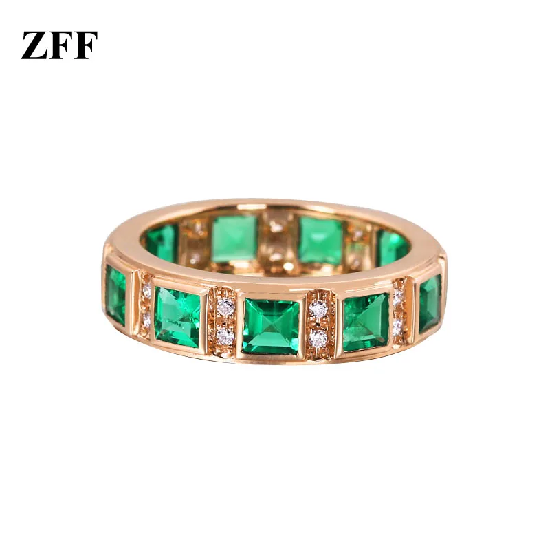 

Elegant Emerald Rings Solid 10K Gold Lab Grown Gemstones Moissanite for Men and Women Jewelry Gift