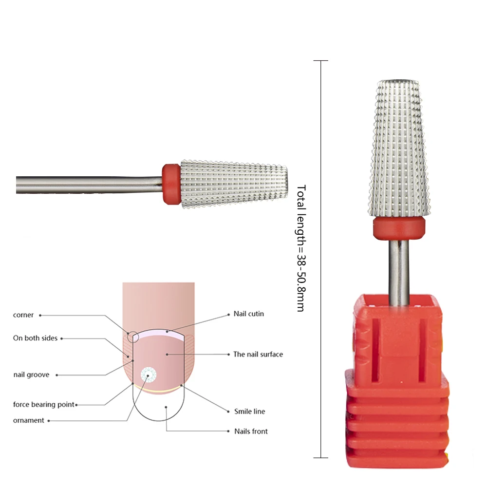 5 in 1 Safty Tapered Carbide Nail Drill Bits With Cut 3/32" Two-Way Carbide Bit Drill Accessories Milling Cutter For Manicure