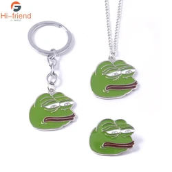 Hot Sads Pepe Frog Keychain Funny Internet Meme Green Frog Mask Keyring Men Car Women Bag Accessories Gift