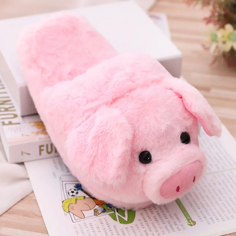 Winter Women Warm Indoor Slippers Ladies Fashion Shoes Cute Pink Pig Soft Short Furry Plush Home Floor Slipper
