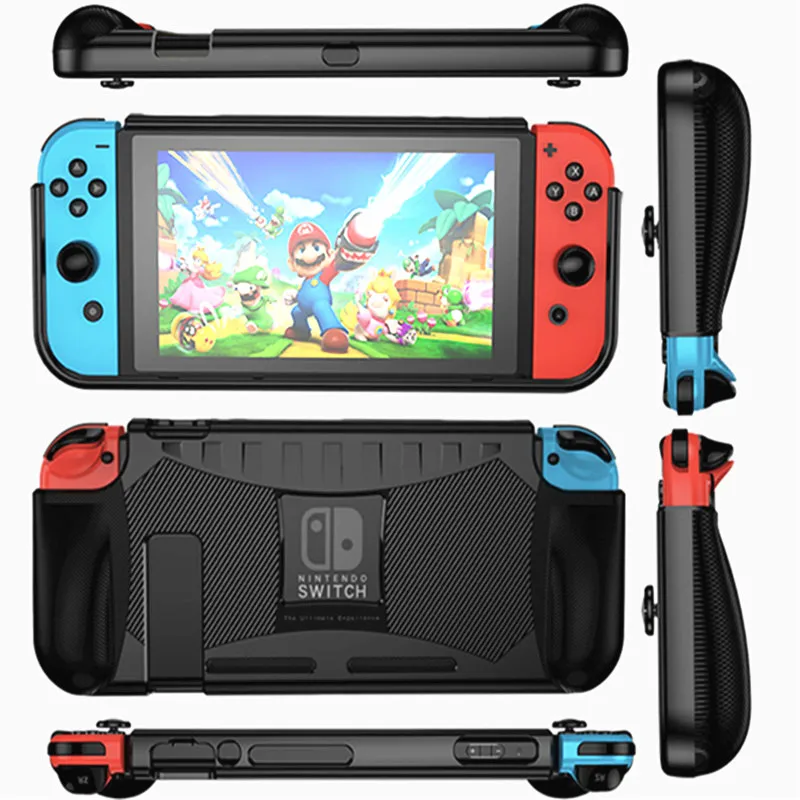 Coque de protection en TPU pour Nintendo Switch, accessoires, coque, 2 porte-cartes, poignée ergonomique, poignée, antichoc, refroidissement