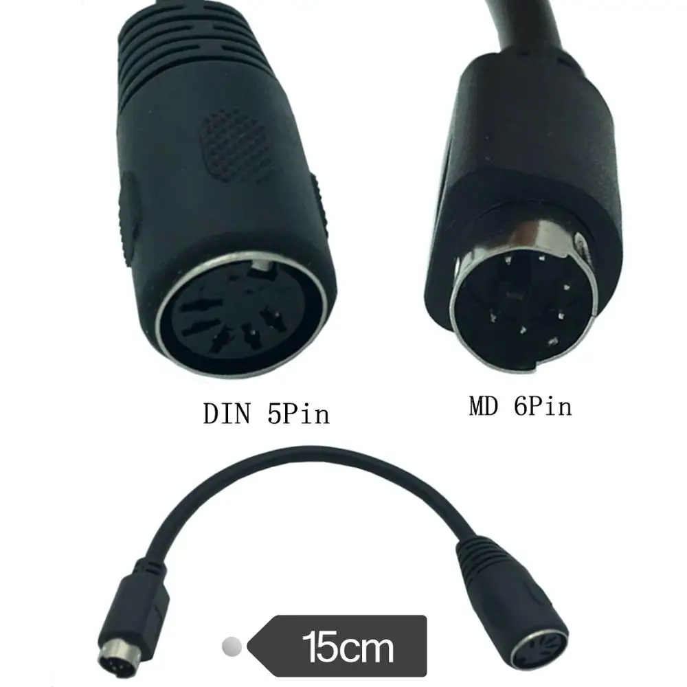 6Pin Mini-DIN (PS2) Male To DIN 5Pin Female Adapter Connector Cable For Keyboard 15cm