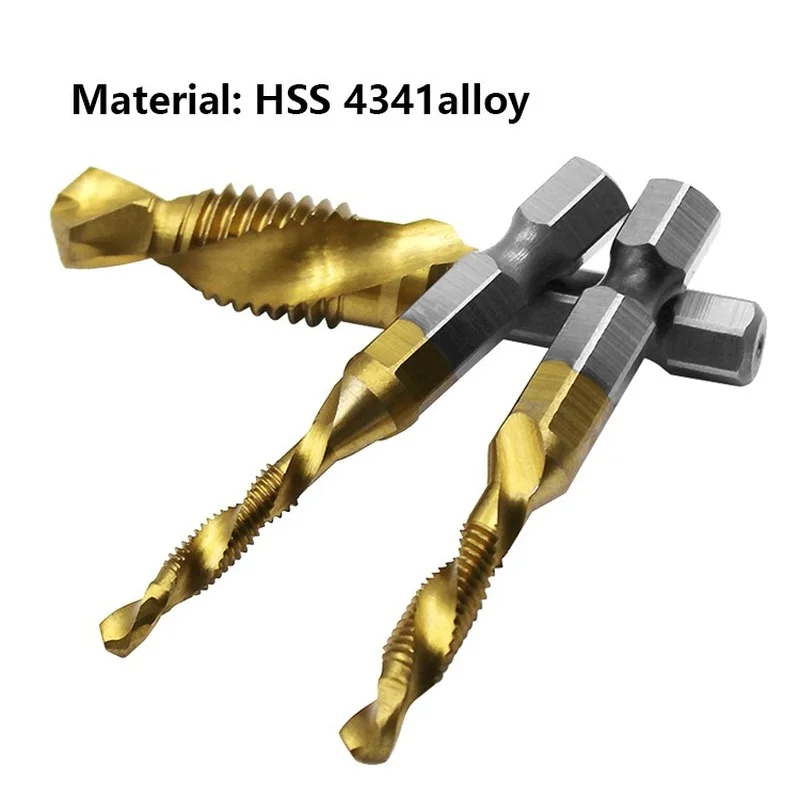1/6 peças de titânio hss combinação broca escareador