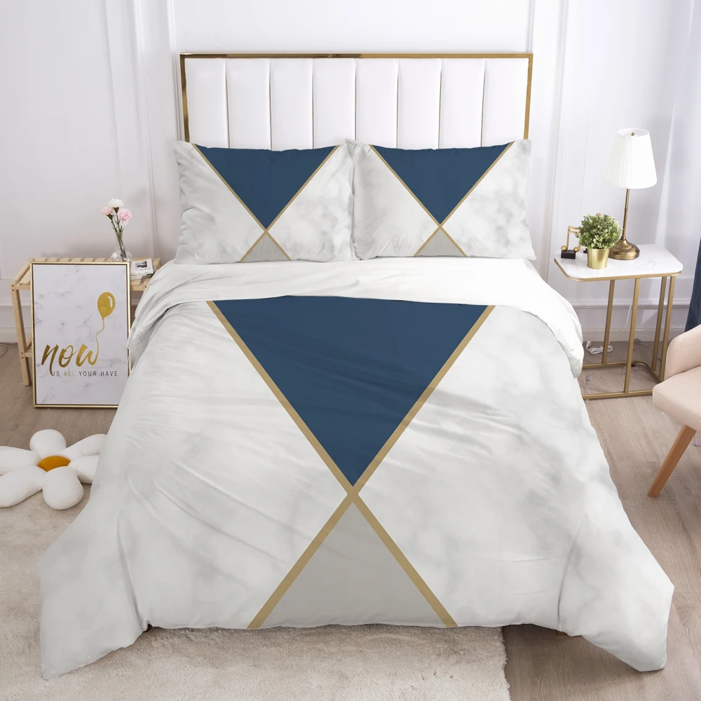 3D Bedding Set Comforter Duvet Cover Pillowcases Luxury Bed Linens Bed Set Queen King Europe Russia Size Nordic Marble Triangle