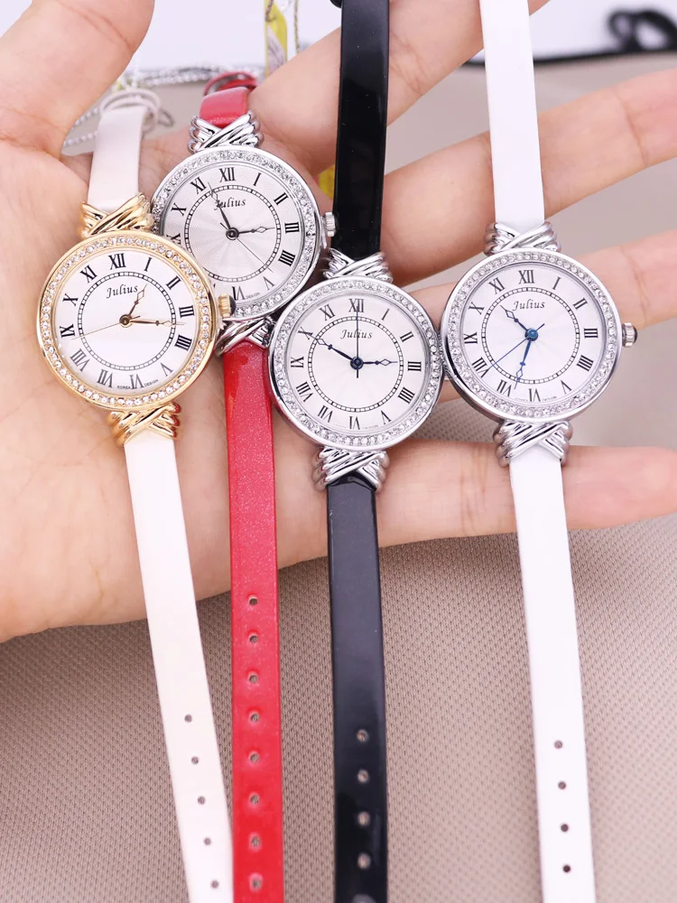 SALE!!! Discount Julius Old Types Lady Women\'s Watch Japan Mov\'t Fashion Hours Bracelet Real Leather Girl\'s Birthday Gift No Box