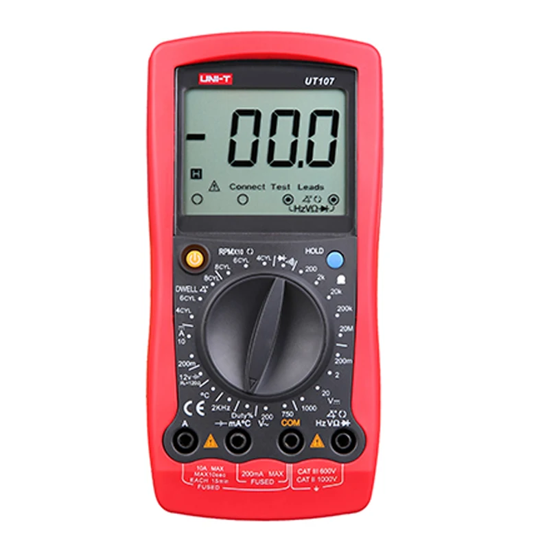 UNI-T UT107 Handheld Auto Multimeter/Speed and Closed Angle Measurement/Battery Test/Temperature Test/Overload Protectio