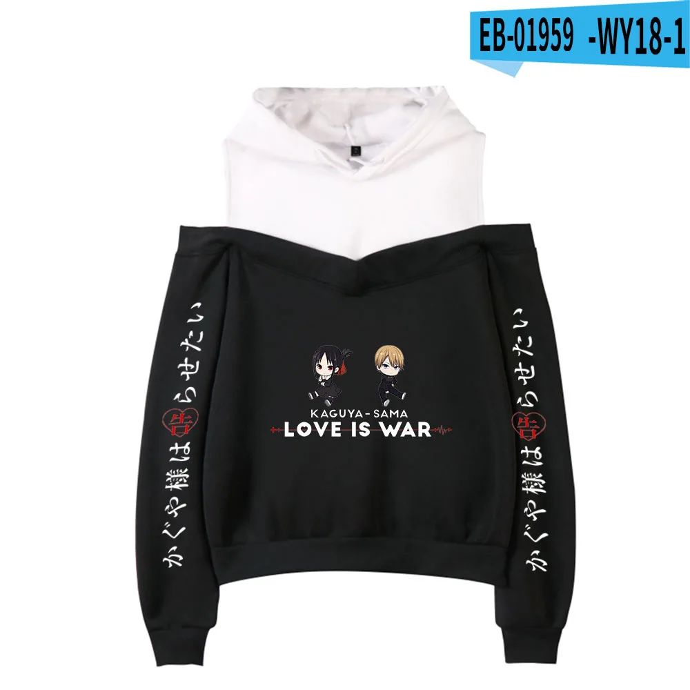 Anime Kaguya Sama Love Is War Women Hoodies Sweatshirts Streetwear Hip Hop Long Sleeve Sexy Off Shoulder Fleece Hooded Jacket