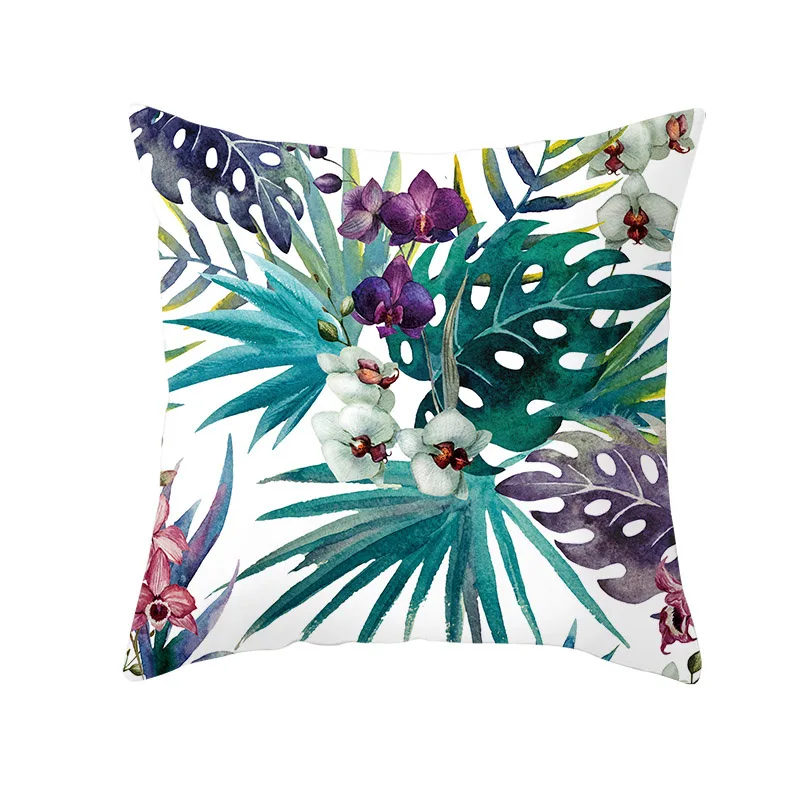 Tropical Plants Cushion Cover Summer Green Leaves Tropical Plants Pillow Case Home Textiles Decorative Pillowcase Cushion Cover