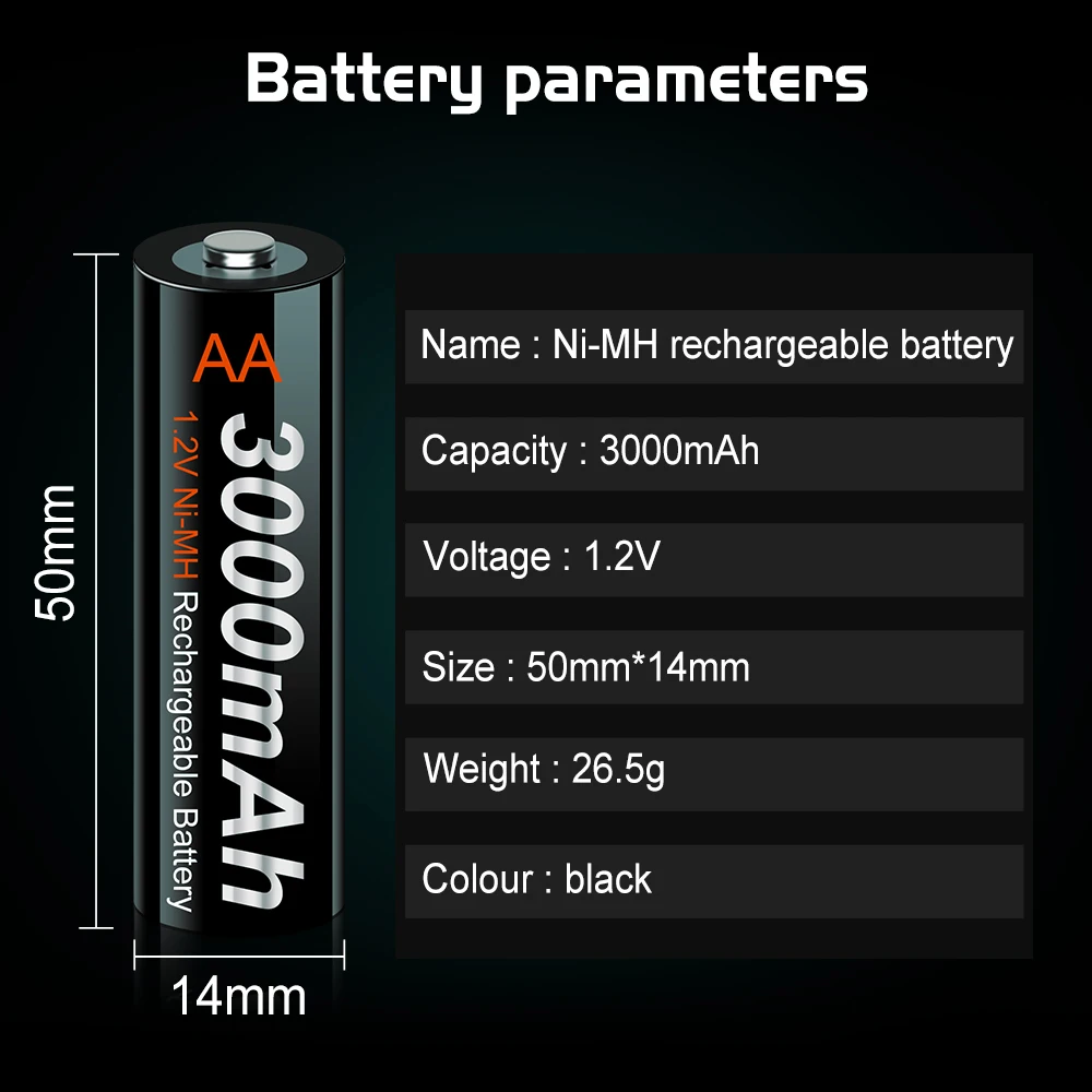 PALO 1.2V AA Rechargeable Battery 3000mAh AA Low Discharge Ni-MH Batteries For Electric Toy Car Alarm Clock Remote Control Mouse