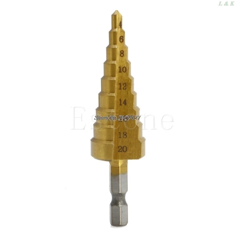 1 pz titanio HSS acciaio passo trapano punta taglierina 4-12mm 4-20mm 4-32mm M03 dropship