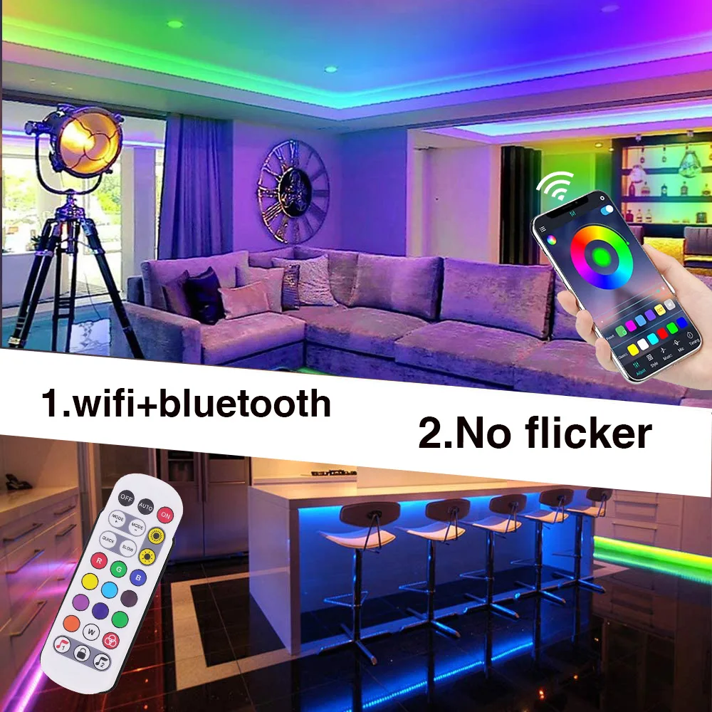 Tuya WIFI listwy RGB LED 220V wodoodporna IP67 wysokiej jasności SMD 5050 120 leds/m dwurzędowe elastyczne wstążki liny