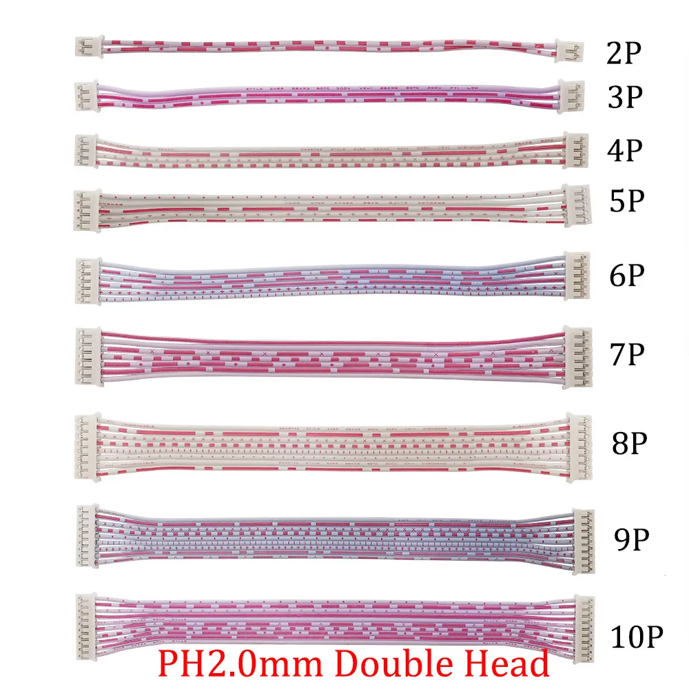 JST PH2.0 kabel z podwójną głowicą 2.0mm Pitch 2/3/4/5/6/7/8/9/10 Pin JST żeński do żeńskiego przewody elektronowe złącze stykowe 26AWG 20CM
